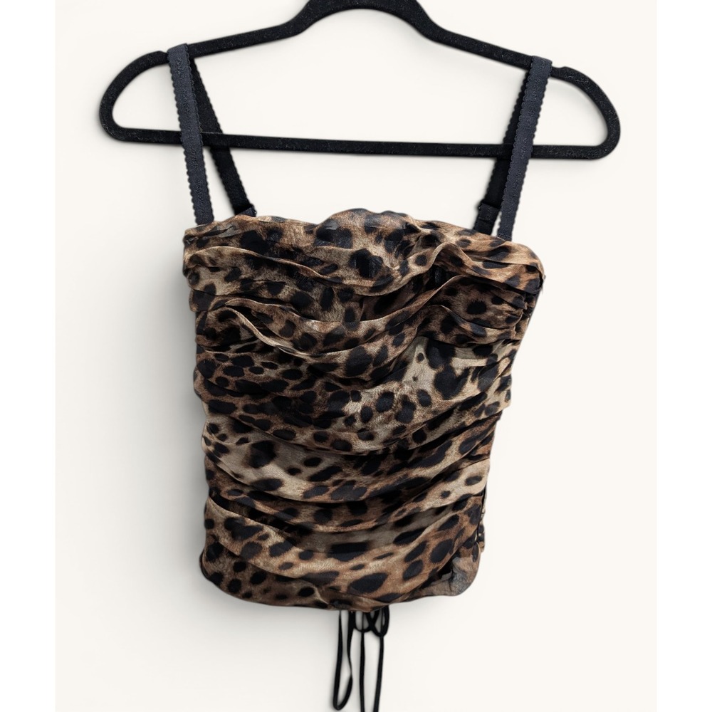 Dolce & Gabbana x SKIMS Romance Corset Leopard XS NWT Mesh Lace Up Top